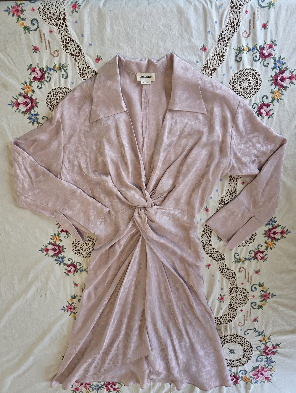 Zadig And Voltaire 100% Silk Rozo Jacquard Leopard Print Lilac dress Size XS - Picture 6 of 16